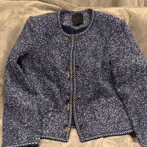 Elie Tahari Navy Tweed Blazer